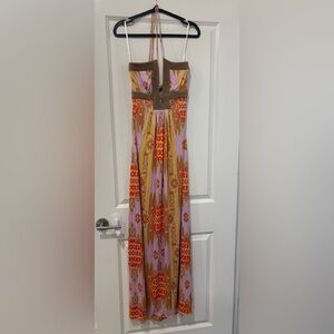 Sky brand Multicolor Maxi Dress with suede trim size M